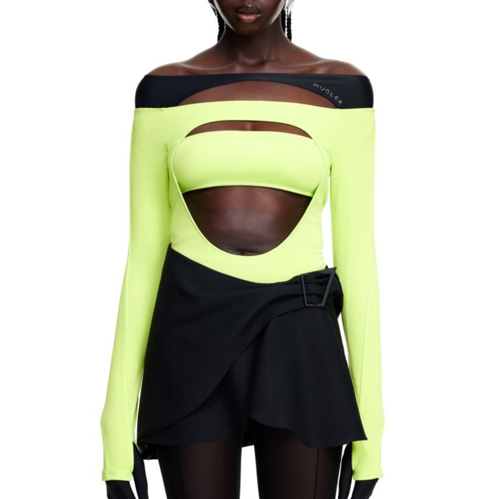 Mugler H&M Cut-Out Bodysuit Acid Green